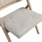 Bordon Natural Cane Rattan Folding Chair with Grey Upholstered Seat