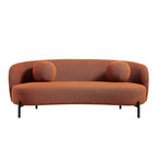 Amboise 3-Seater Curved Sofa with Ball Cushions, Brick Boucle