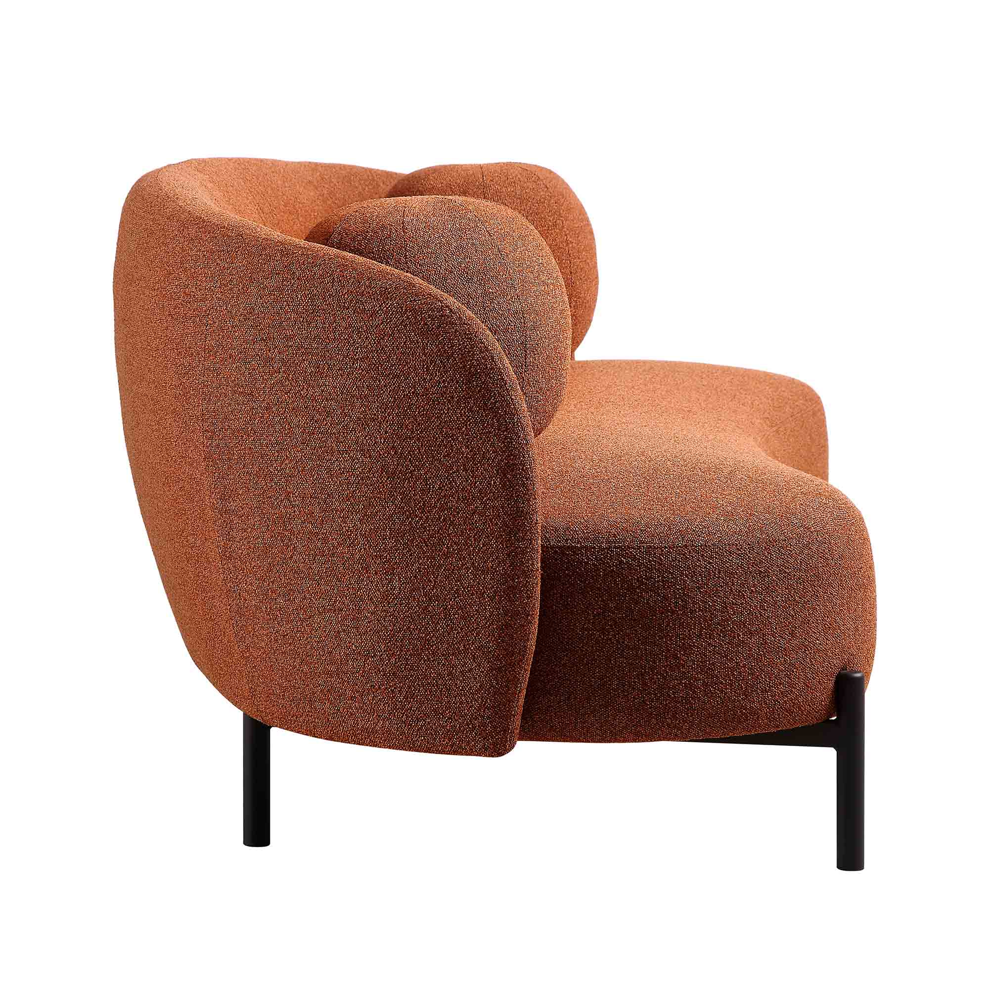 Amboise 3-Seater Curved Sofa with Ball Cushions, Brick Boucle