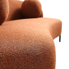 Amboise 3-Seater Curved Sofa with Ball Cushions, Brick Boucle