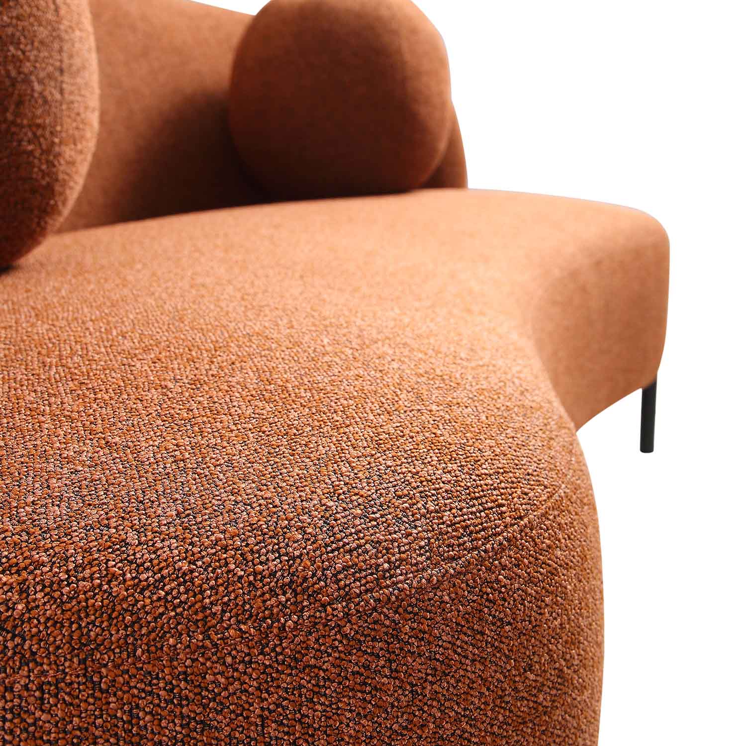 Amboise 3-Seater Curved Sofa with Ball Cushions, Brick Boucle