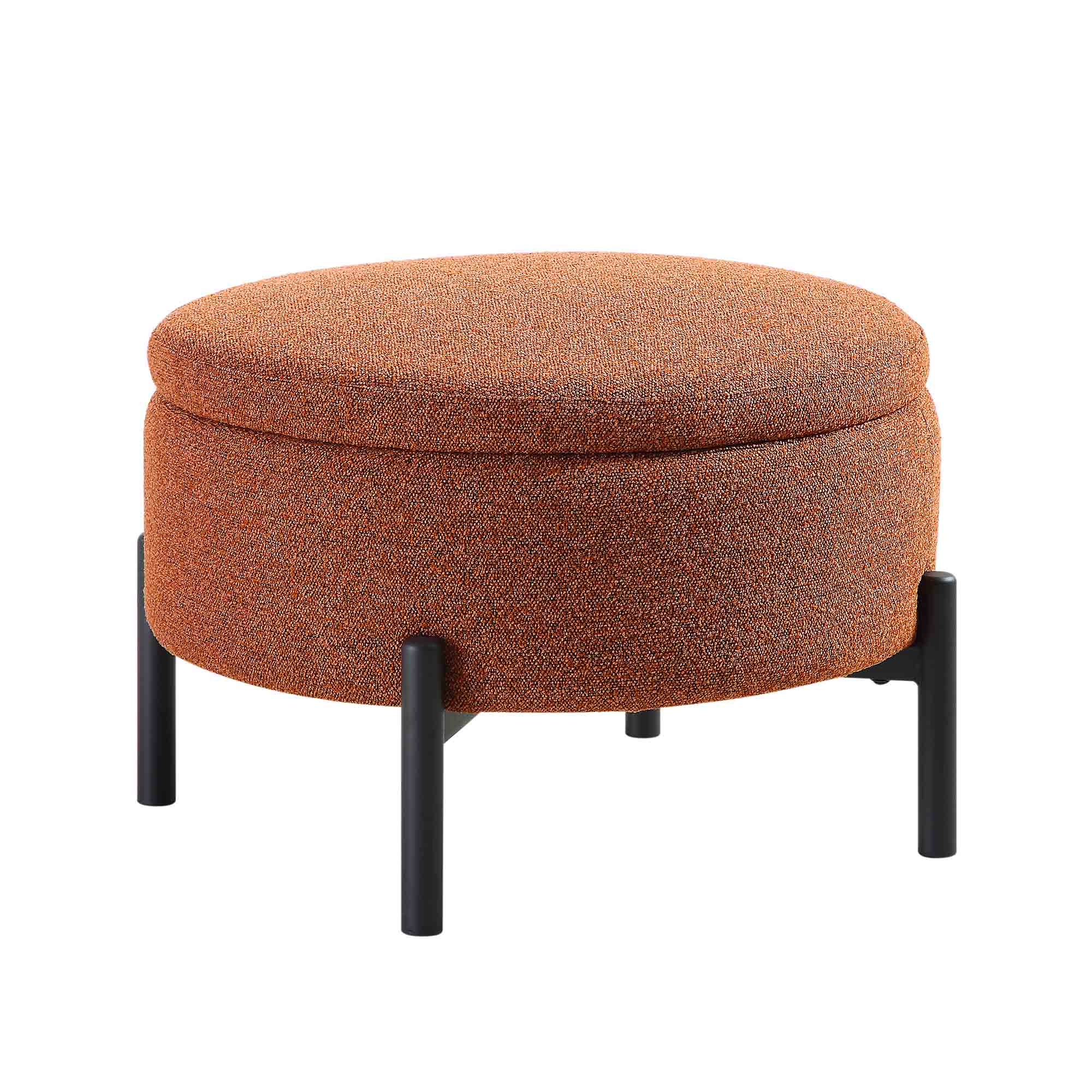 Amboise Round Storage Pouffe, Brick Boucle