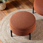 Amboise Round Storage Pouffe, Brick Boucle
