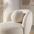 Amboise Armchair with Ball Cushion, Ecru Boucle