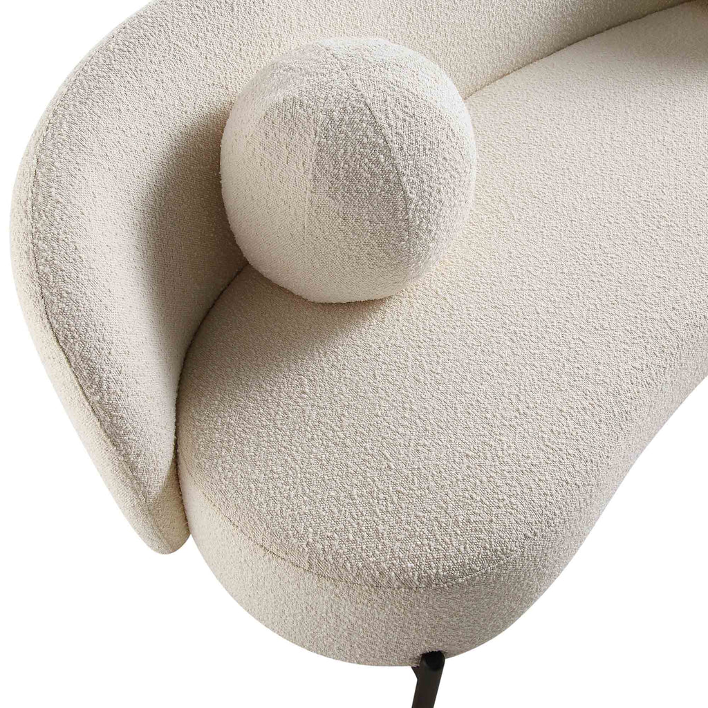 Amboise 3-Seater Curved Sofa with Ball Cushions, Ecru Boucle