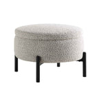 Amboise Round Storage Pouffe, Mist Grey Boucle