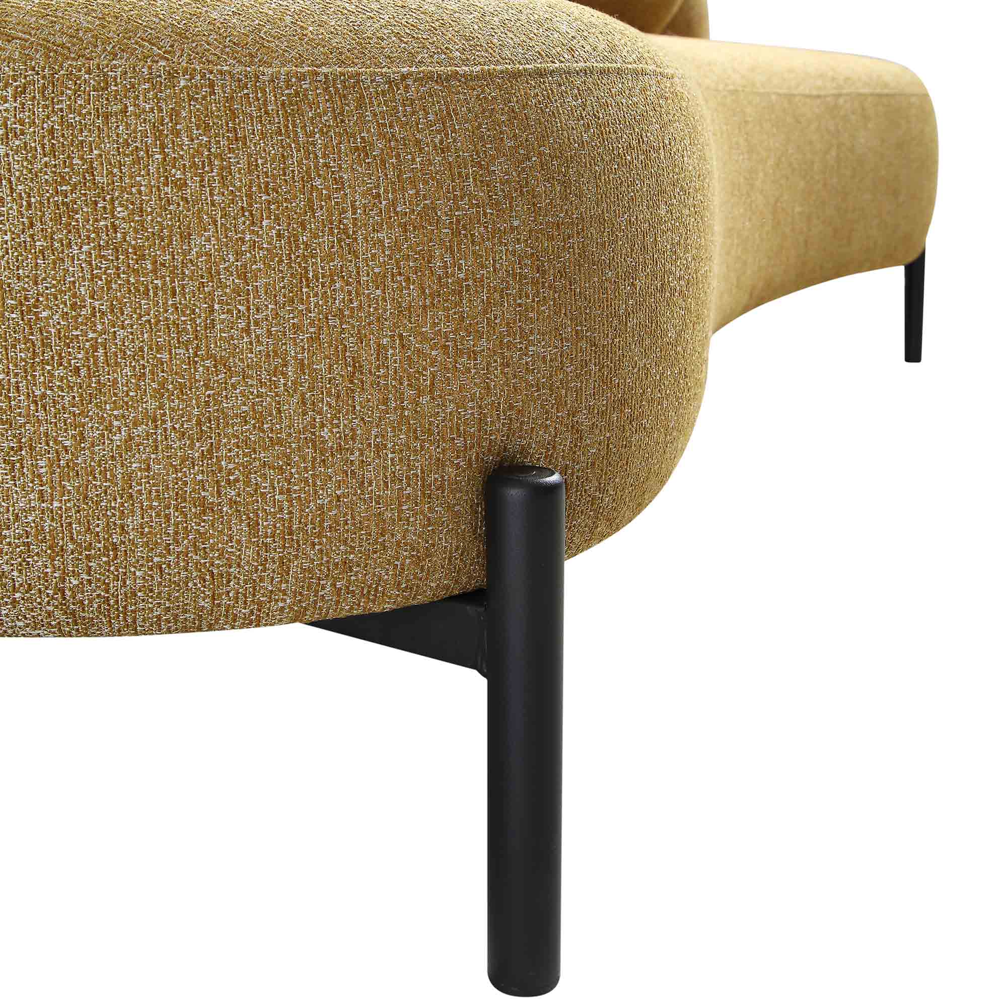 Amboise 3-Seater Curved Sofa with Ball Cushions, Marigold Textured Fabric