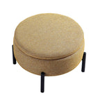 Amboise Round Storage Pouffe, Marigold Textured Fabric
