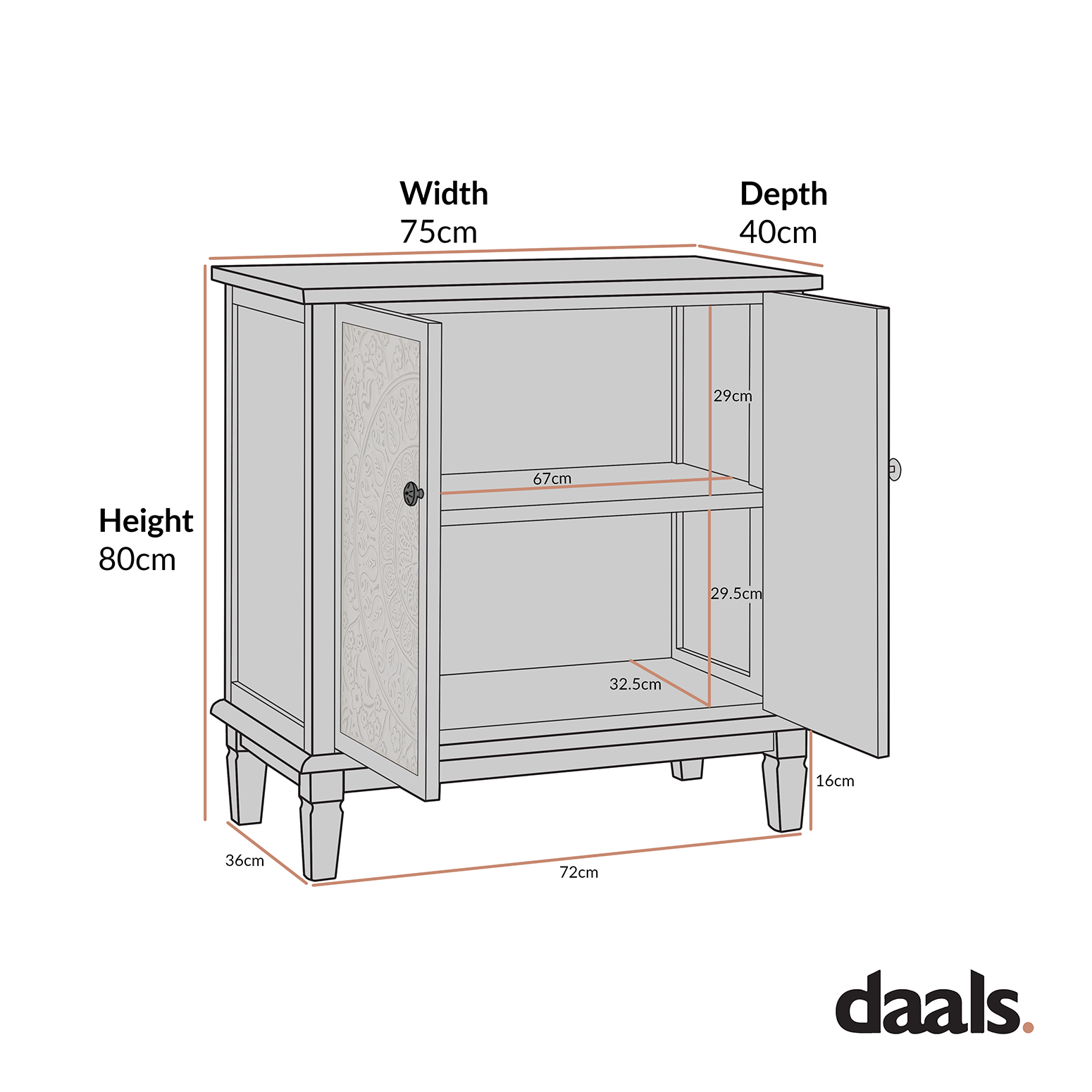 Chantilly Mid Grey Carved Small Sideboard