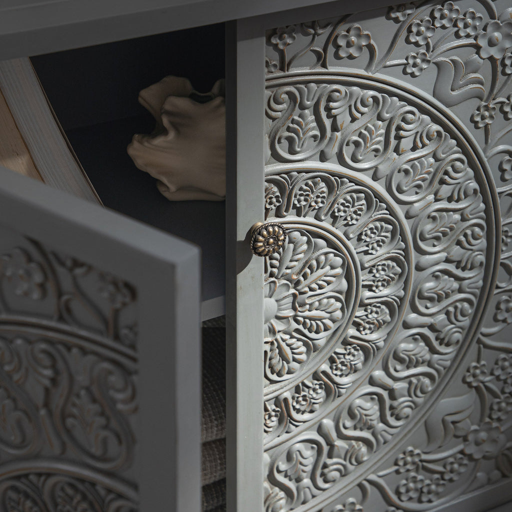 Chantilly Mid Grey Carved Small Sideboard