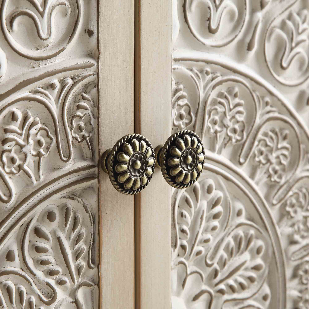 Chantilly Whitewashed Carved Small Sideboard