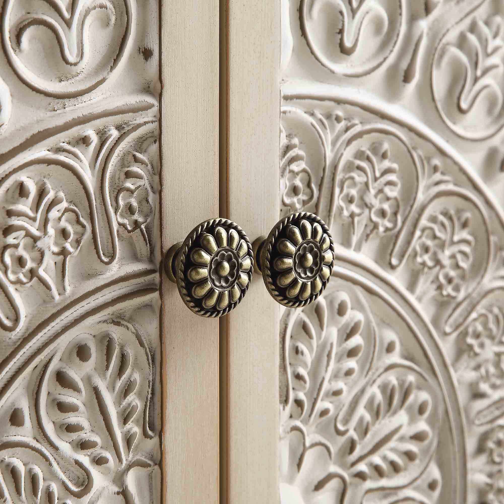 Chantilly Whitewashed Carved Small Sideboard