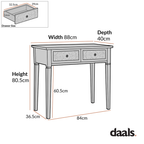 Chantilly Mid Grey Carved Console/ Dressing Table