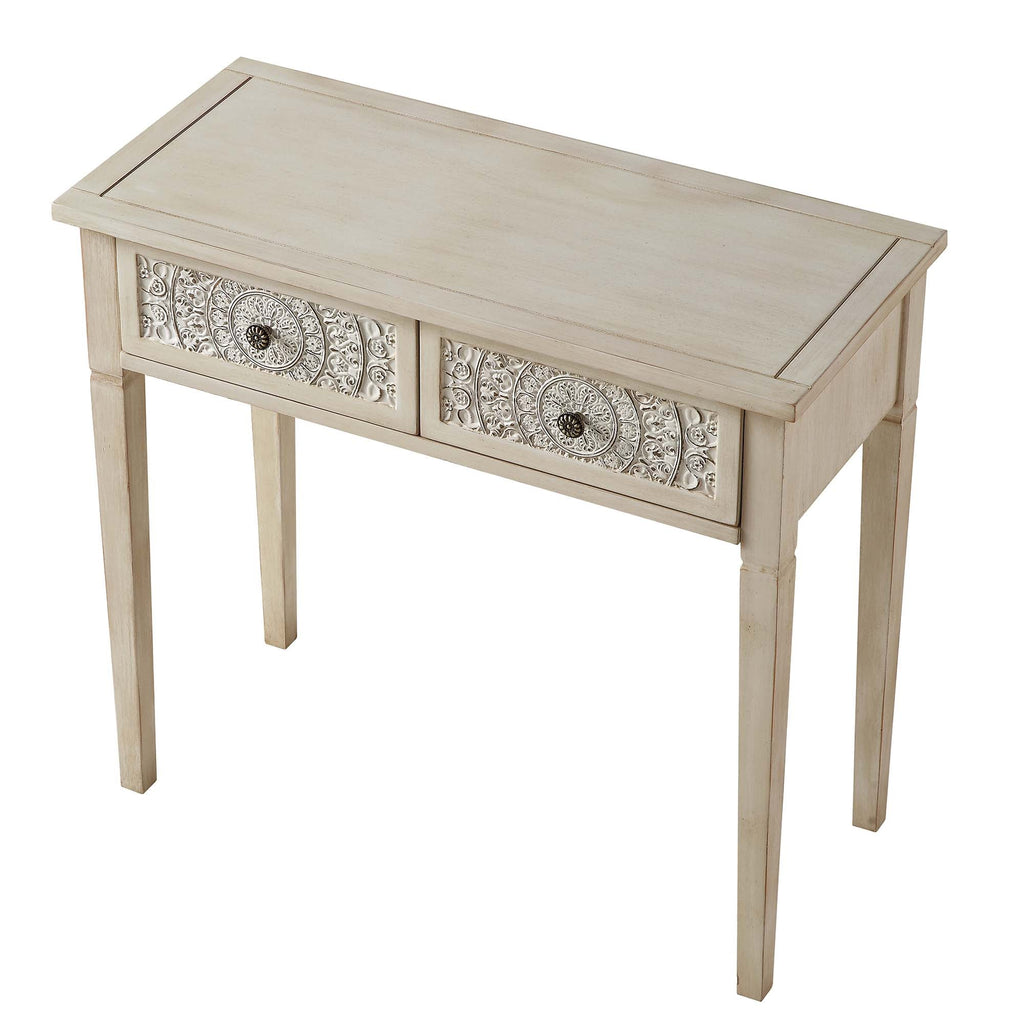 Chantilly Whitewashed Carved Console/ Dressing Table