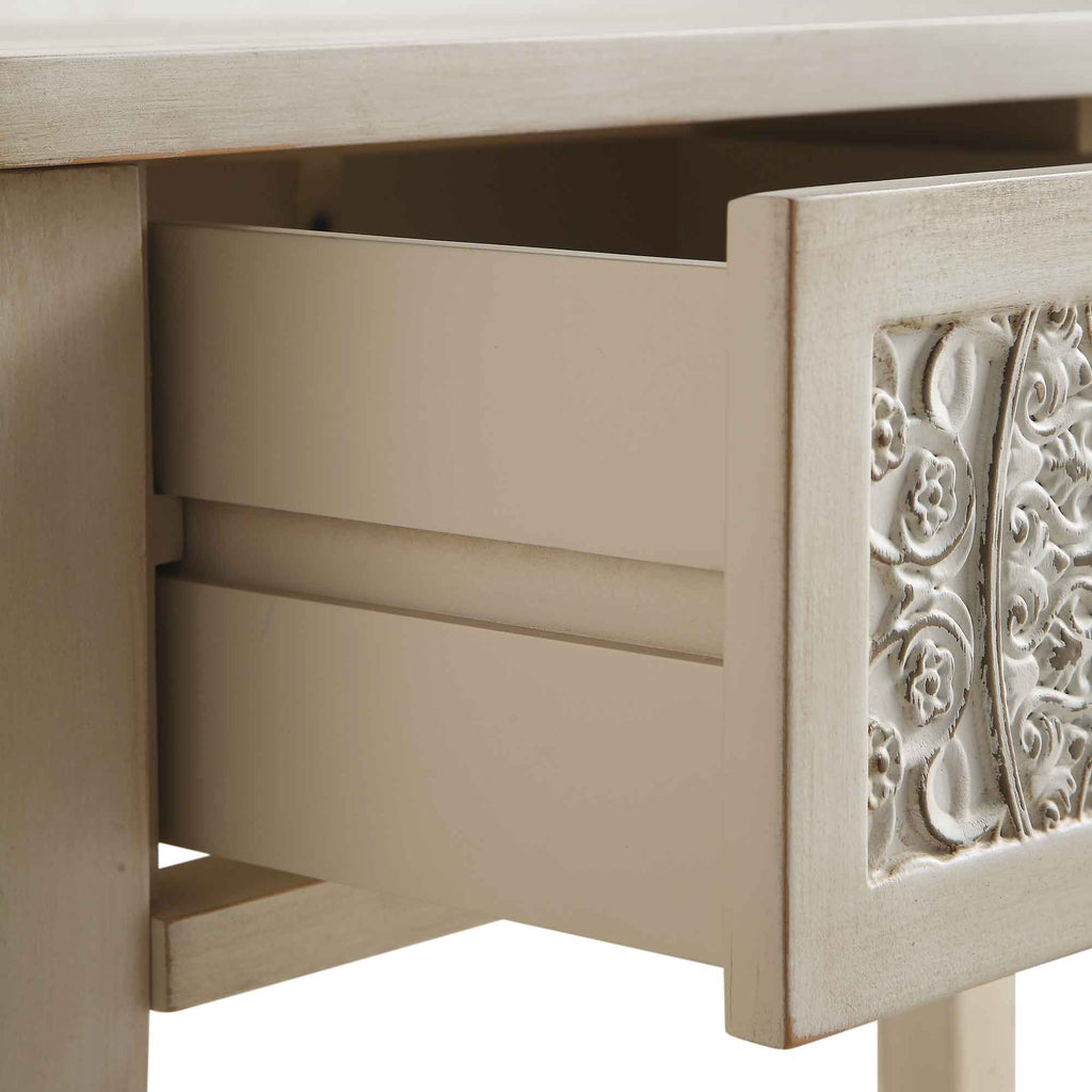 Chantilly Whitewashed Carved Console/ Dressing Table