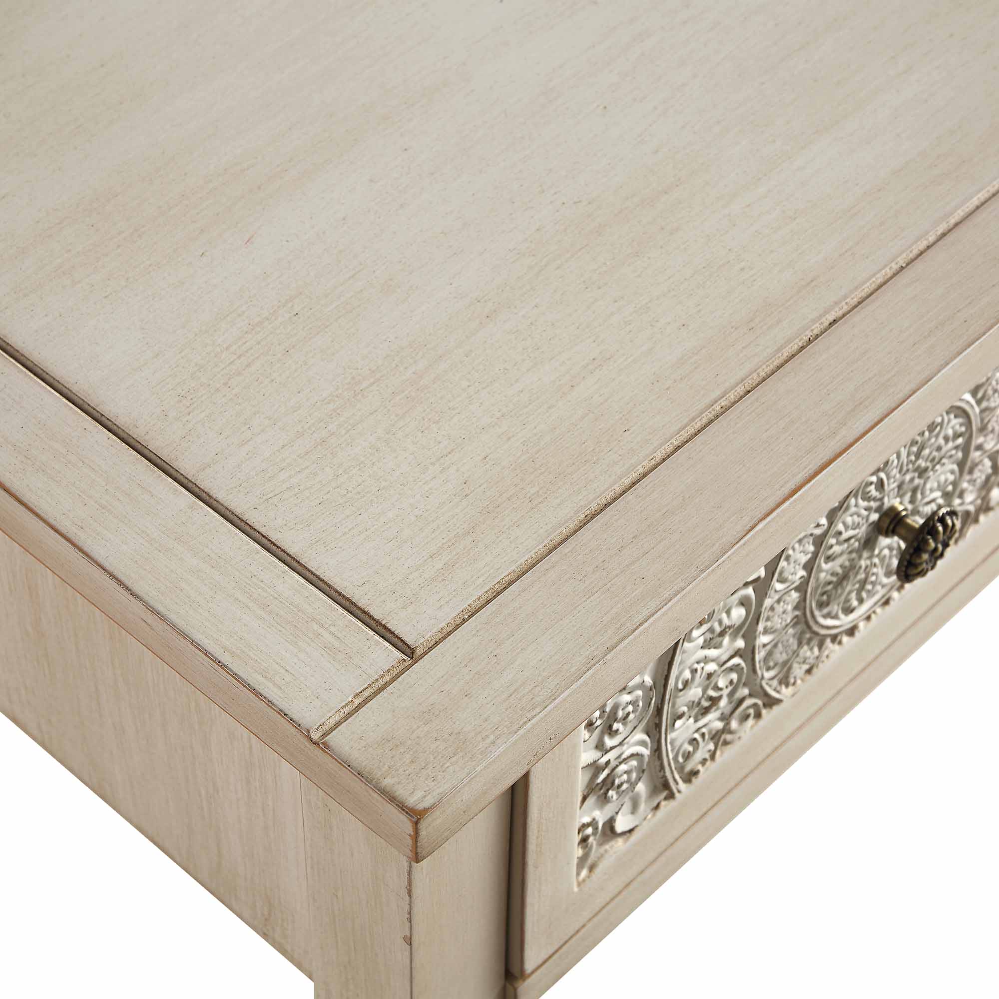 Chantilly Whitewashed Carved Console/ Dressing Table