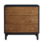Bianca Chip Carved 3 Drawer Chest, Antique Bronze & Black