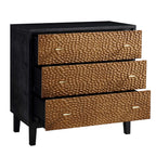 Bianca Chip Carved 3 Drawer Chest, Antique Bronze & Black