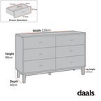 Bianca Chip Carved 6 Drawer Chest, Sand Beige & Ivory