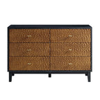 Bianca Chip Carved 6 Drawer Chest, Antique Bronze & Black