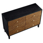 Bianca Chip Carved 6 Drawer Chest, Antique Bronze & Black