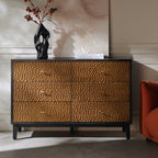 Bianca Chip Carved 6 Drawer Chest, Antique Bronze & Black