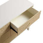 Bianca Chip Carved 6 Drawer Chest, Sand Beige & Ivory