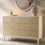 Bianca Chip Carved 6 Drawer Chest, Sand Beige & Ivory