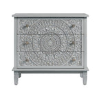 Chantilly Mid Grey Carved 3 Drawer Chest