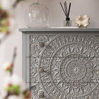 Chantilly Mid Grey Carved 3 Drawer Chest