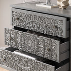 Chantilly Mid Grey Carved 3 Drawer Chest