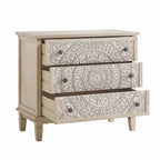 Chantilly Whitewashed Carved 3 Drawer Chest