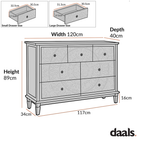 Chantilly Whitewashed Carved 3 over 4 Drawer Chest