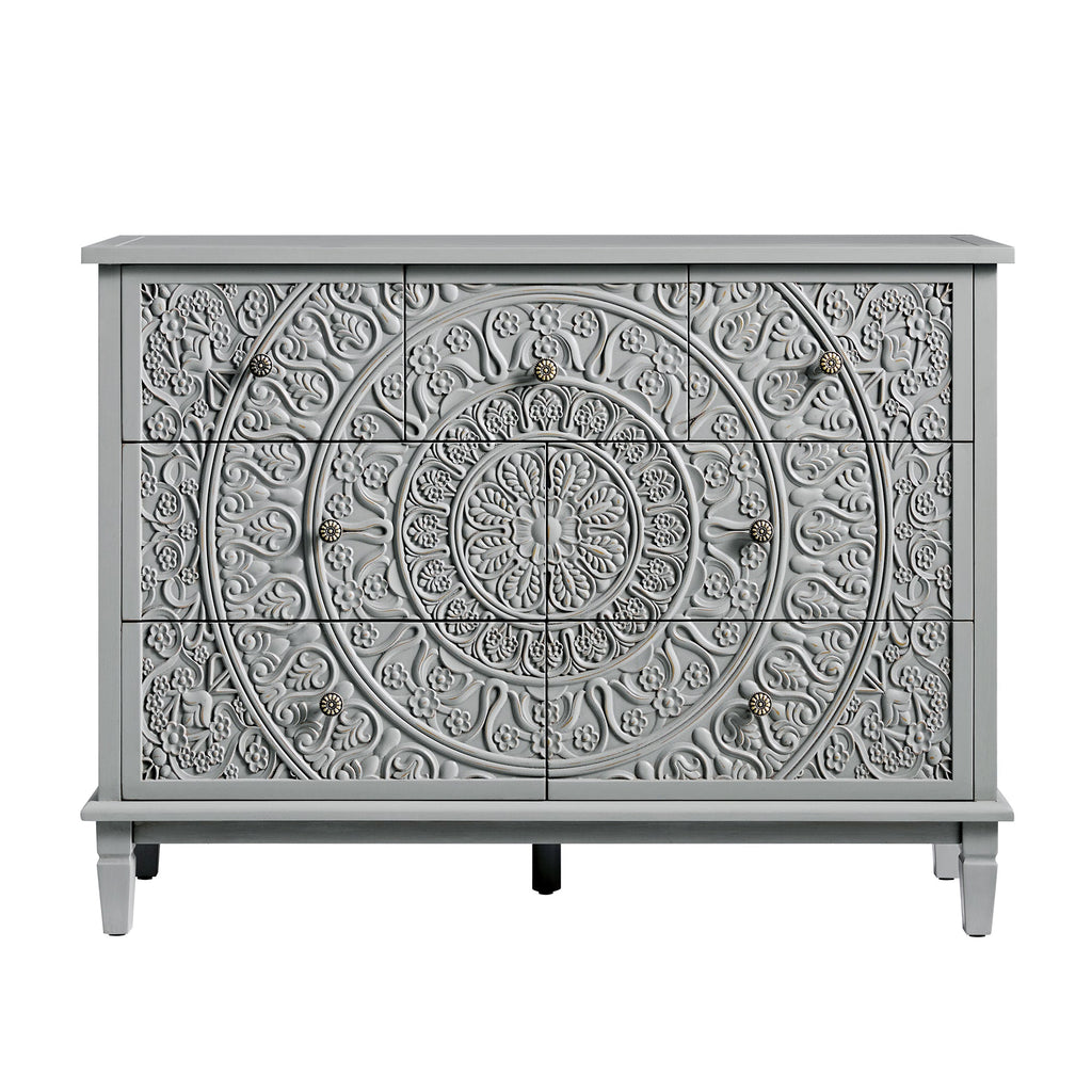 Chantilly Mid Grey Carved 3 over 4 Drawer Chest