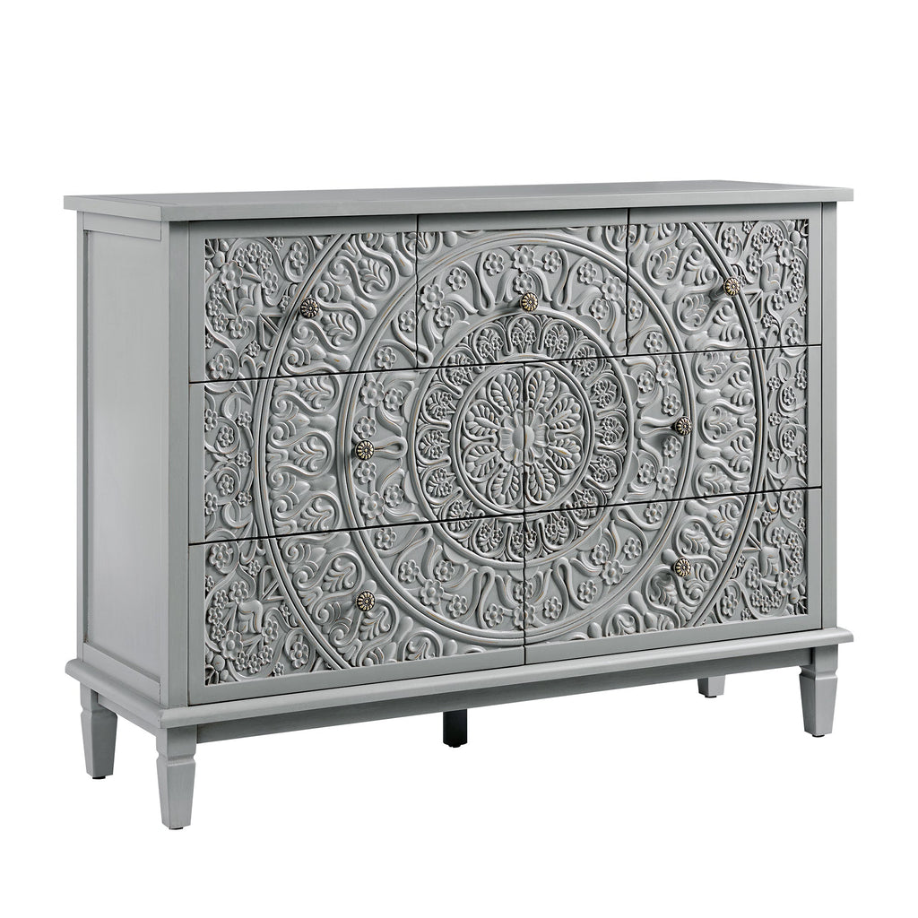 Chantilly Mid Grey Carved 3 over 4 Drawer Chest