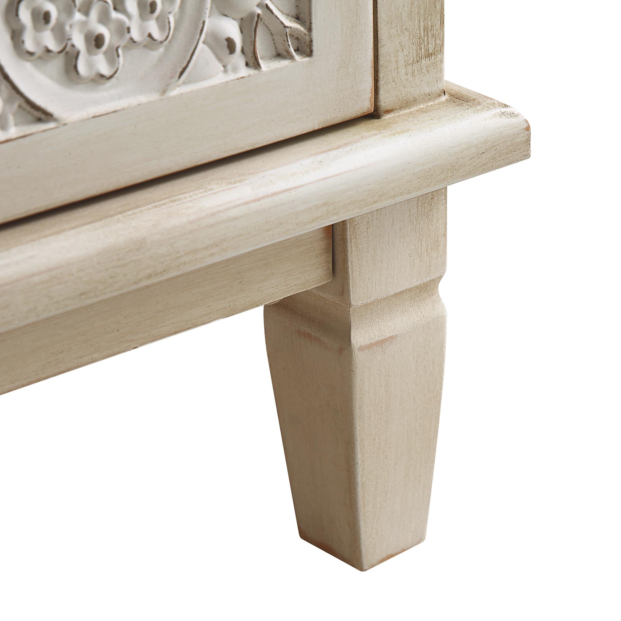 Chantilly Whitewashed Carved 3 over 4 Drawer Chest