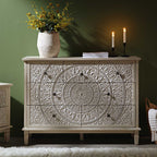Chantilly Whitewashed Carved 3 over 4 Drawer Chest