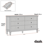 Chantilly Mid Grey Carved Wide 6 Drawer Chest