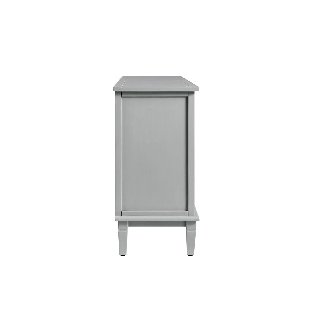 Chantilly Mid Grey Carved Wide 6 Drawer Chest