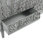 Chantilly Mid Grey Carved Wide 6 Drawer Chest