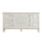 Chantilly Whitewashed Carved Wide 6 Drawer Chest
