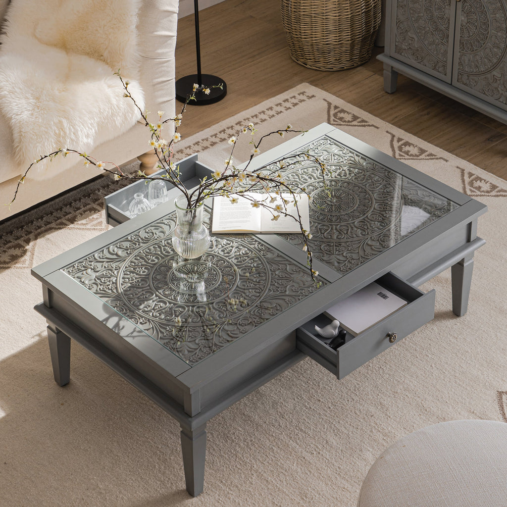 Chantilly Mid Grey Coffee Table with Drawers