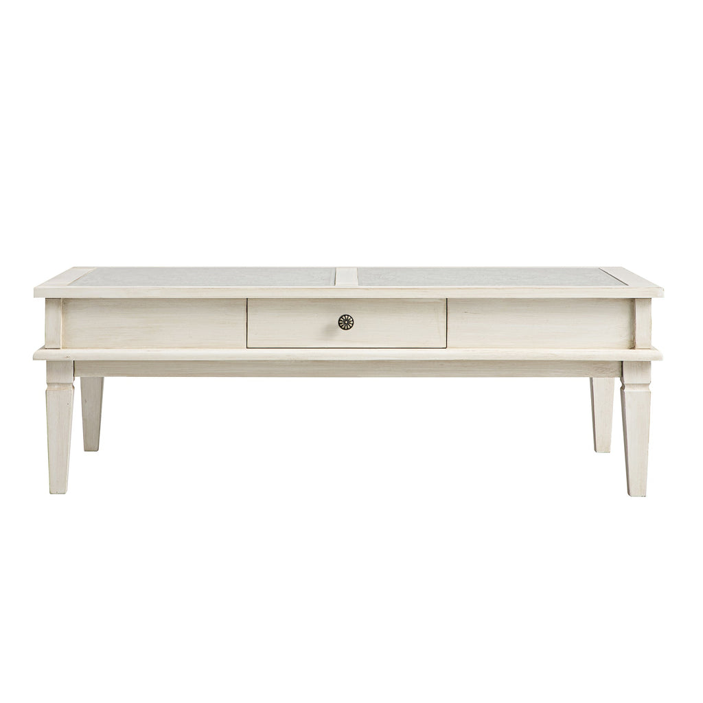 Chantilly Whitewashed Coffee Table with Drawers