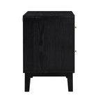 Bianca Chip Carved Bedside Table, Antique Bronze & Black