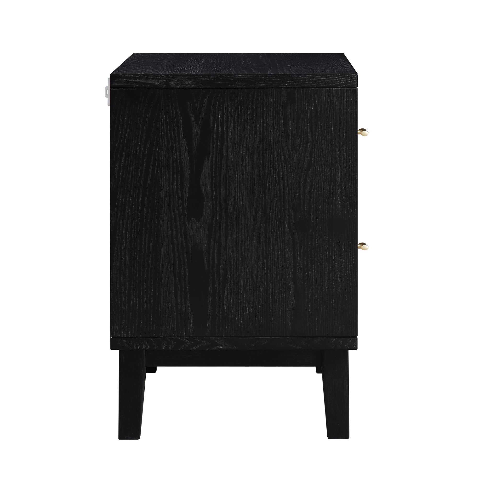 Bianca Chip Carved Bedside Table, Antique Bronze & Black