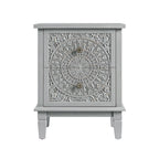 Chantilly Mid Grey Carved 2 Drawer Bedside Table