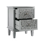 Chantilly Mid Grey Carved 2 Drawer Bedside Table