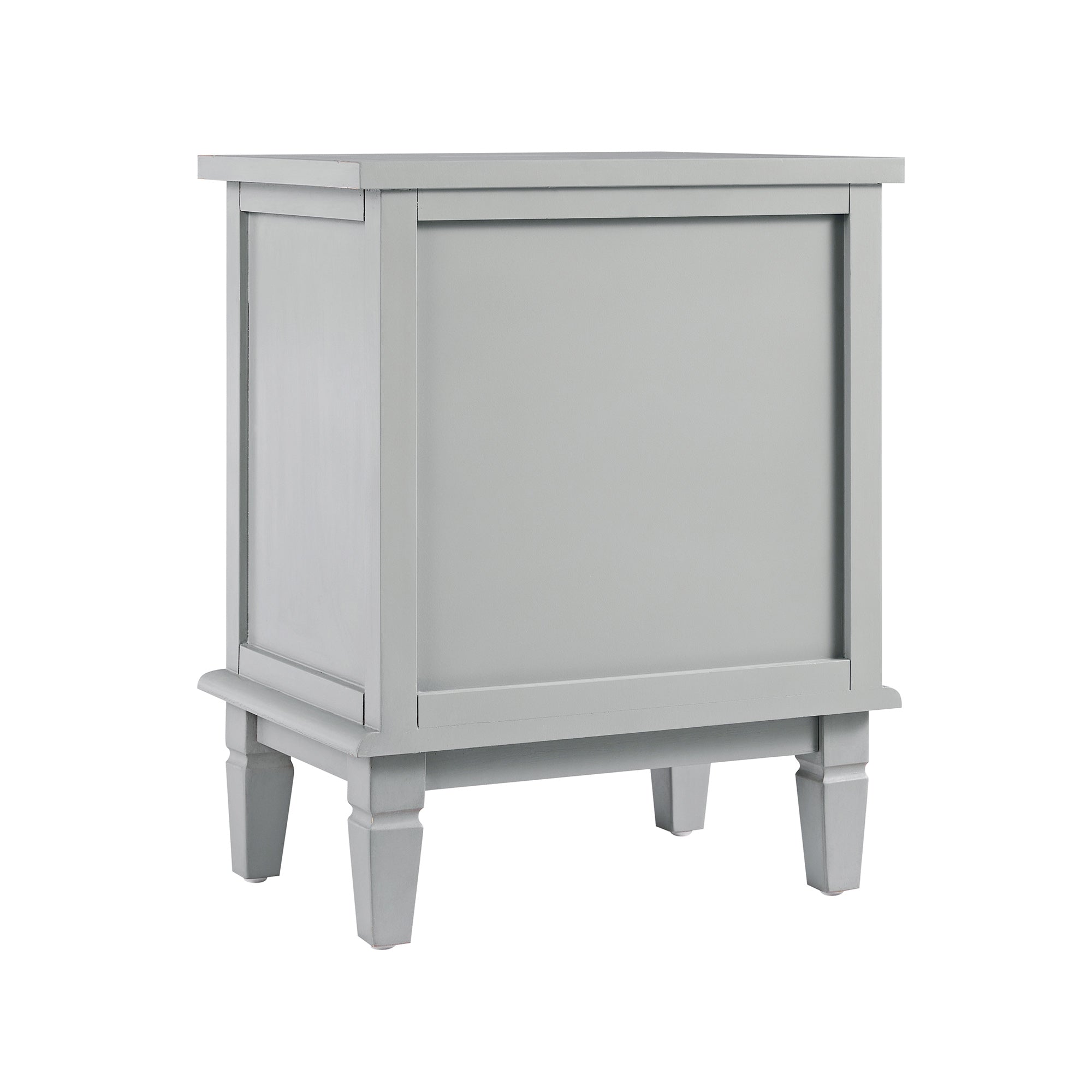 Chantilly Mid Grey Carved 2 Drawer Bedside Table