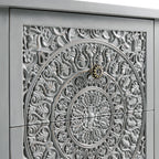 Chantilly Mid Grey Carved 2 Drawer Bedside Table