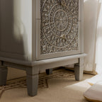 Chantilly Mid Grey Carved 2 Drawer Bedside Table